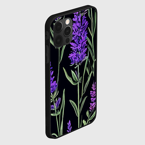 Чехол iPhone 12 Pro Max Лаванда винтажный узор / 3D-Черный – фото 2
