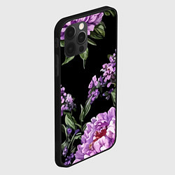 Чехол для iPhone 12 Pro Max Пионы и лаванда винтажный узор, цвет: 3D-черный — фото 2