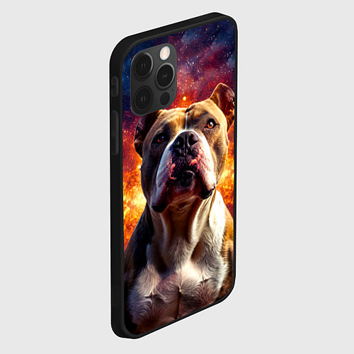 Чехол iPhone 12 Pro Max Американский булль в космосе / 3D-Черный – фото 2