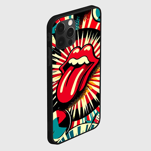 Чехол iPhone 12 Pro Max Logo of the Rolling Stones - pop art / 3D-Черный – фото 2