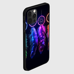 Чехол для iPhone 12 Pro Max Ловцы снов - свечение перьев, цвет: 3D-черный — фото 2