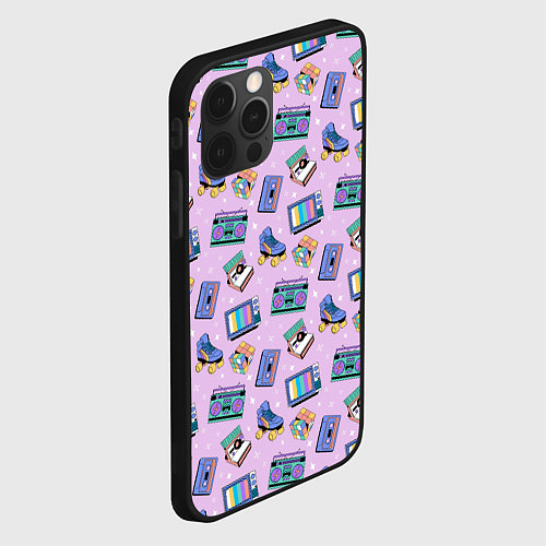 Чехол iPhone 12 Pro Max Ретро паттерн / 3D-Черный – фото 2