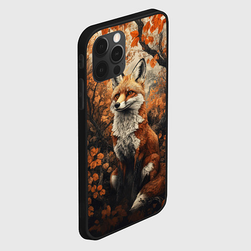 Чехол iPhone 12 Pro Max Лис в лесной чаще / 3D-Черный – фото 2