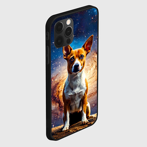 Чехол iPhone 12 Pro Max Басенджи в космосе / 3D-Черный – фото 2