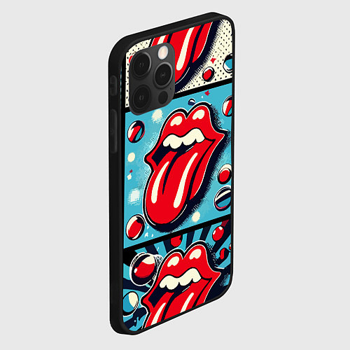 Чехол iPhone 12 Pro Max Rolling Stones logo - pop art / 3D-Черный – фото 2