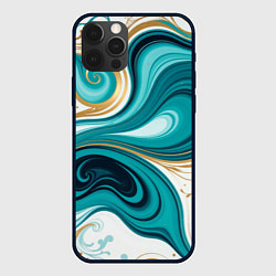 Чехол для iPhone 12 Pro Max Бирюза и золото, цвет: 3D-черный