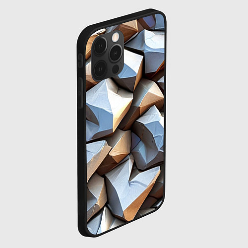 Чехол iPhone 12 Pro Max Каменно металлическая абстракция / 3D-Черный – фото 2