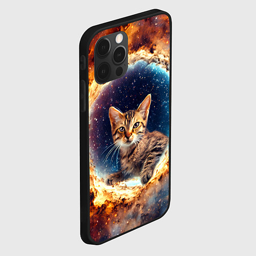Чехол iPhone 12 Pro Max Сингапурская кошка в космосе / 3D-Черный – фото 2