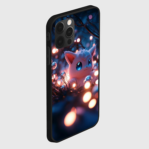 Чехол iPhone 12 Pro Max Белый пушистый покемон / 3D-Черный – фото 2