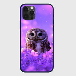 Чехол для iPhone 12 Pro Max Сова в фиолетовых цветах, цвет: 3D-черный