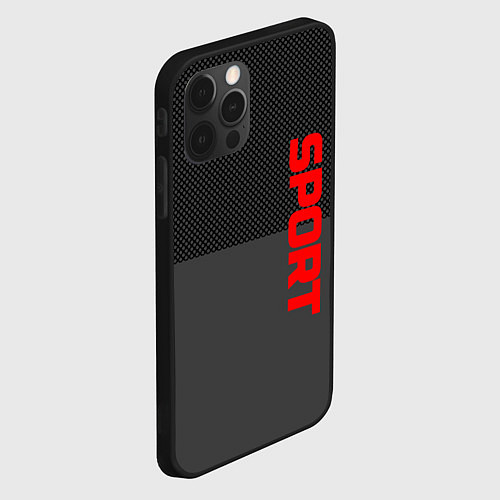 Чехол iPhone 12 Pro Max Sport красными на сером / 3D-Черный – фото 2