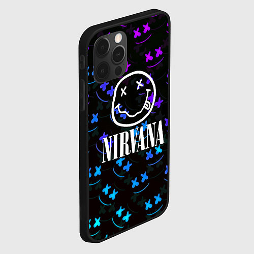 Чехол iPhone 12 Pro Max Nirvana x marshmello neon / 3D-Черный – фото 2