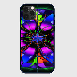 Чехол для iPhone 12 Pro Max Неоновая психоделика лепестки, цвет: 3D-черный