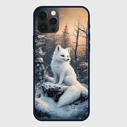 Чехол для iPhone 12 Pro Max Белый лисенок в зимнем лесу, цвет: 3D-черный