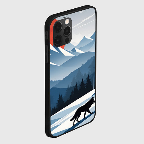 Чехол iPhone 12 Pro Max Лиса в горах / 3D-Черный – фото 2
