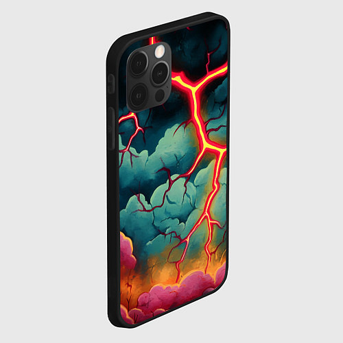 Чехол iPhone 12 Pro Max Молнии в виде разлома / 3D-Черный – фото 2