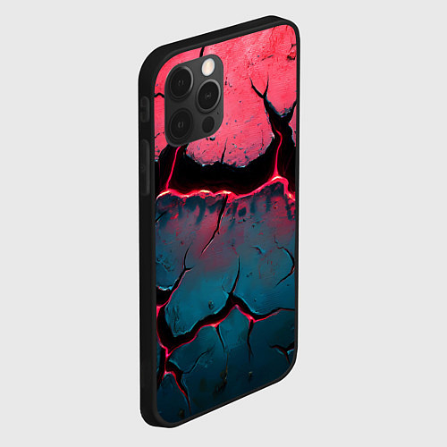 Чехол iPhone 12 Pro Max Объемные разломы текстура / 3D-Черный – фото 2