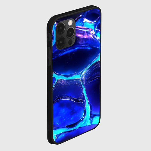 Чехол iPhone 12 Pro Max Объемные плиты в неоновом свечение / 3D-Черный – фото 2