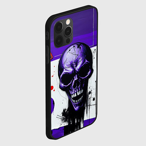 Чехол iPhone 12 Pro Max Пурпурный зловещий череп / 3D-Черный – фото 2