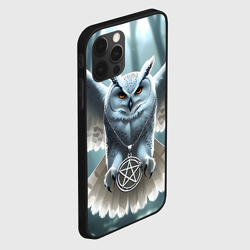 Чехол iPhone 12 Pro Max Лес и белая сова / 3D-Черный – фото 2