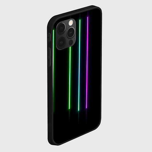 Чехол iPhone 12 Pro Max Neon stripes / 3D-Черный – фото 2