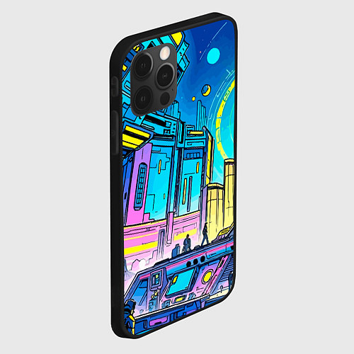 Чехол iPhone 12 Pro Max Космический город / 3D-Черный – фото 2
