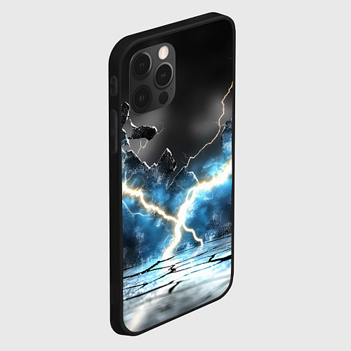 Чехол iPhone 12 Pro Max Разряд молний текстура / 3D-Черный – фото 2