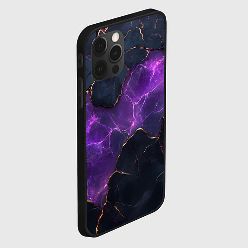 Чехол iPhone 12 Pro Max Фиолетовый разлом с молниями / 3D-Черный – фото 2