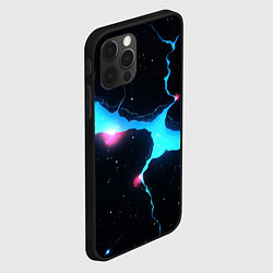 Чехол для iPhone 12 Pro Max Голубой разлом в черной текстуре, цвет: 3D-черный — фото 2