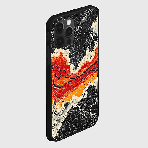 Чехол iPhone 12 Pro Max Красно-черная потертая текстура / 3D-Черный – фото 2