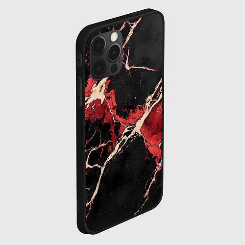 Чехол iPhone 12 Pro Max Красно-черная потертая текстура / 3D-Черный – фото 2