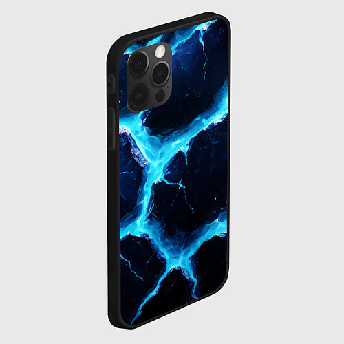 Чехол iPhone 12 Pro Max Голубая потертая текстура с разломом / 3D-Черный – фото 2