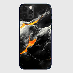 Чехол для iPhone 12 Pro Max Черная потертая текстура с лавой, цвет: 3D-черный