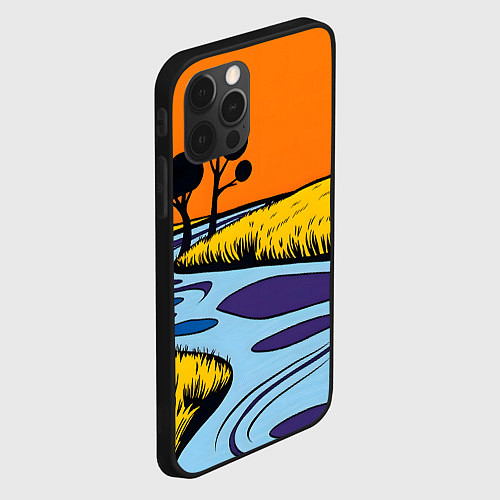 Чехол iPhone 12 Pro Max Пейзаж с фантастической природой / 3D-Черный – фото 2