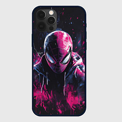 Чехол для iPhone 12 Pro Max Человек-паук и розовая краска, цвет: 3D-черный