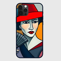 Чехол для iPhone 12 Pro Max Дама с веером, цвет: 3D-черный