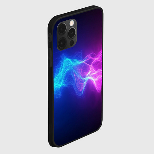 Чехол iPhone 12 Pro Max Звуковая волна неоновый узор / 3D-Черный – фото 2