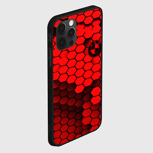 Чехол iPhone 12 Pro Max BMW карбоновая абстракция / 3D-Черный – фото 2