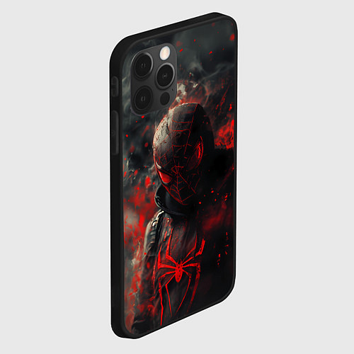 Чехол iPhone 12 Pro Max Black Spider-man / 3D-Черный – фото 2