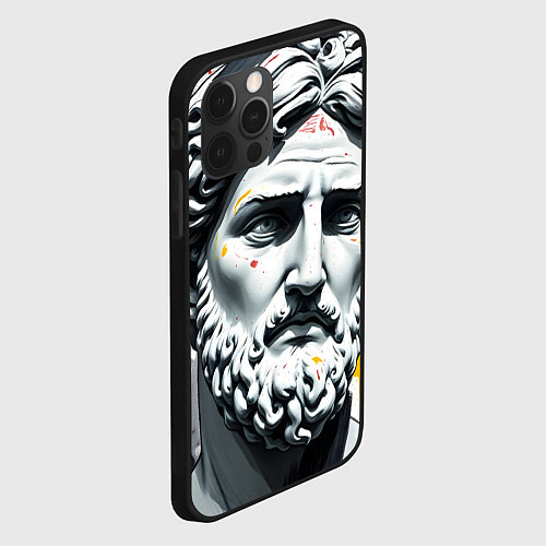 Чехол iPhone 12 Pro Max Античный портрет и краска / 3D-Черный – фото 2