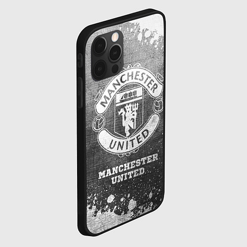 Чехол iPhone 12 Pro Max Manchester United - grey gradient / 3D-Черный – фото 2