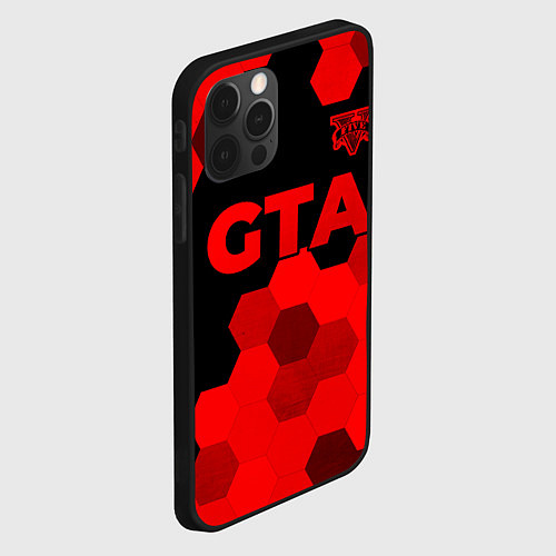 Чехол iPhone 12 Pro Max GTA - red gradient посередине / 3D-Черный – фото 2