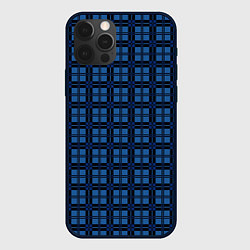 Чехол для iPhone 12 Pro Max Синий простой клетчатый, цвет: 3D-черный