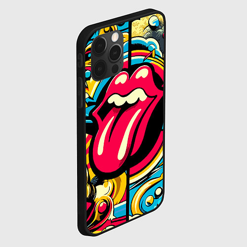 Чехол iPhone 12 Pro Max Rolling Stones logo - pop art pattern / 3D-Черный – фото 2