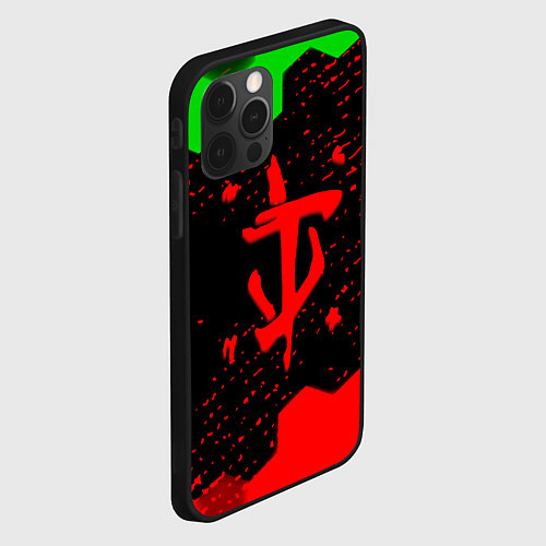 Чехол iPhone 12 Pro Max Doom лого соты текстура / 3D-Черный – фото 2