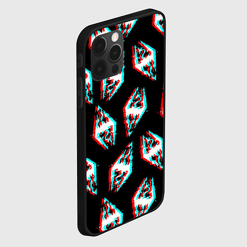 Чехол iPhone 12 Pro Max Skyrim glitch logo patten / 3D-Черный – фото 2