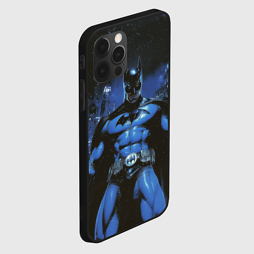 Чехол iPhone 12 Pro Max Бэтмен синий город / 3D-Черный – фото 2