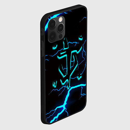 Чехол iPhone 12 Pro Max Doom молнии неоновые / 3D-Черный – фото 2