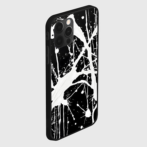 Чехол iPhone 12 Pro Max Брызги белой краски / 3D-Черный – фото 2