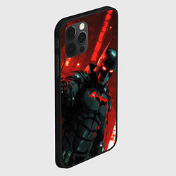 Чехол для iPhone 12 Pro Max Черный Бэтмен на фоне красного города, цвет: 3D-черный — фото 2